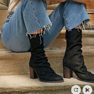 Free People Black Elle Block Heel Boots. Size 40. MA